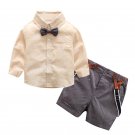 Baby Boy Clothes 2017 Spring New Gentleman Solid Boys Clothing Suit For Newborn Baby Bow Tie Shirt +
