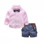 Baby Boy Clothes 2017 Spring New Gentleman Solid Boys Clothing Suit For Newborn Baby Bow Tie Shirt +