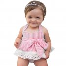 2017 Summer Casual Newborn Infant Baby Girls Bowknot T-Shirt+Shorts+Headband Clothes Outfits Set