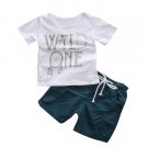 2017 Newborn Infant Baby Boys Clothes Set Letter Boy T-shirt Tops Short Sleeve Pants Leggings 2pcs O