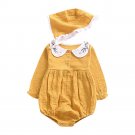 Baby girls romper Newborn Infant Kid Girl Long Sleeve Solid Roomper+Cap Jumpsuit Outfits Clothes dro