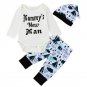 3PCS Newborn Baby Boys Cartoon Tops Romper +Pants Hat Outfits Autumn Clothes Set 2017 Baby Boys Set