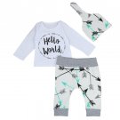 3 pieces set boys clothes Newborn Infant Baby Boy Letter T shirt Tops+Arrow Pants+Hat Outfits Clothe