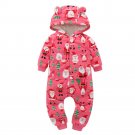 Newborn baby Clothes Cotton Fleece Christmas Tree Santa Claus Print Hooded Baby Rompers With Ears Au