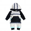 2017 Newborn Kids Baby Boy Girl Infant Romper Jumpsuit Long Sleeve Cotton Hooded Clothes Cute Geomet
