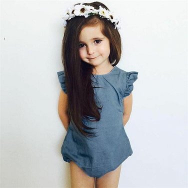 Top Quality Denim New Baby Rompers Ruffles Sleeveless Cotton O-Neck Novel Newborn Girls Jeans Jumpsu
