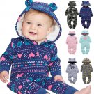 2017 NEW Baby Rompers Printed Winter Thick Warm Baby boy Girl Clothing Long Sleeve Hooded Jumpsuit K