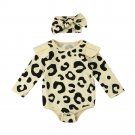 2017 Newborn Toddler Baby Boys Long Sleeve Leopard Print Romper Jumpsuit+Headband baby girl romper C