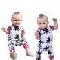 2017 Cute Newborn Baby Girls Boy Rompers with Leaves Printed Hooded Short Sleeve Infant Romper Jumps