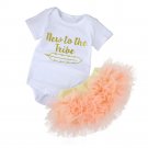 2PCS Baby clothes Kids Baby Girls Letters Short Sleeve Romper Jumpsuit+Skirt Set Clothes drop shippi