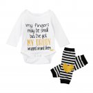 2pcs Baby Set Infant Newborn Kids Baby Girls Clothes Summer Long Sleeve Letter Print Cute Romper+Hea