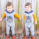 2017 Fashion Spring Autumn Newborn Baby Boys Girls Indian Wolf Hoodie Romper Jumpsuit Outfits Clothe