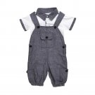 2017 summer Newborn boys clothing sets gentleman Turn-down Collar T-shirt and suspender pants Kids O