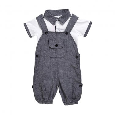 2017 summer Newborn boys clothing sets gentleman Turn-down Collar T-shirt and suspender pants Kids O