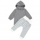 2017 Unisex Kids Clothing Suits Newborn Baby Boy Girl Hooded Coat Tops+Striped Pants Legging Outfits