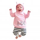 Cute Pig Printed Pink Newborn Toddler Infant Baby Girls Casual Clothes Hoodie Tops Pants Leggings 2P
