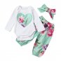 2017 Newborn Toddler Infant Rompers Kids Baby Girl Floral Clothes Jumpsuit Bodysuit +Pants +Bow Head