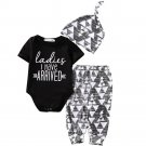 2017 Newborn Toddler Baby Kids Boys Ladies I Have Arrived Romper short sleeve Tops Pants Hat Cotton 
