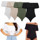 2018 Summer Off Shoulder Backless Rompers Sexy Ruffles Women Bodysuit Crop Tops Blusa Womens Jumpsui
