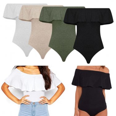 2018 Summer Off Shoulder Backless Rompers Sexy Ruffles Women Bodysuit Crop Tops Blusa Womens Jumpsui