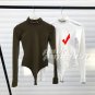 Turtleneck Long Sleeve Sexy Bodysuit Women Bodycon Skinny Printed Warm Shirt Romper Elegant Autumn J