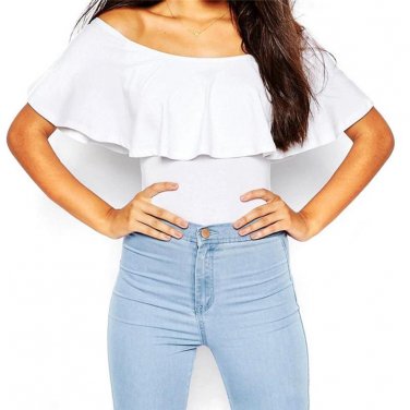 Off Shoulder Sexy Ruffle Bodysuits For Women 2018 Summer Slim Fitness Jumpsuit Ladies Bodycon Playsu