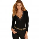 2018 Sexy Women Autumn Casual Long Sleeve Jumpsuit Deep V-neck Black Lace Bodycon Sexy New Slim Romp