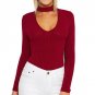 Autumn Body Shirt Casual Knit Bodysuit Sexy Choker V Neck Top Rompers Bodysuits Slim V-Neck Overalls