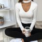 Autumn Body Shirt Casual Knit Bodysuit Sexy Choker V Neck Top Rompers Bodysuits Slim V-Neck Overalls