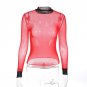 2017 Turtleneck Mesh Bodysuit Female Red Long Sleeve Sexy Bodysuit Rompers Womens Jumpsuit Slim Over