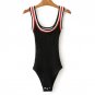 Women Contrast Colorful Side Striped Knit Tank Bodysuit