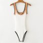 Women Contrast Colorful Side Striped Knit Tank Bodysuit