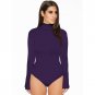 Wendywu Brief Autumn Style Long Sleeve High-Necked Solid Yellow Bodycon Bodysuits