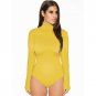Wendywu Brief Autumn Style Long Sleeve High-Necked Solid Yellow Bodycon Bodysuits