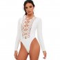 MIOIM 2018 Summer Sexy Lace Up Deep V-Neck Bodysuit Women Long Sleeve Lace Bow Knot Rompers Ladies B