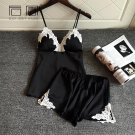 QWEEK Summer Silk Pajamas for Women Pijama Satin Sleepwear Sexy Pajama Sets 2 Piece Set Short Pants 