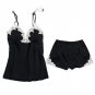 QWEEK Summer Silk Pajamas for Women Pijama Satin Sleepwear Sexy Pajama Sets 2 Piece Set Short Pants