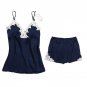 QWEEK Summer Silk Pajamas for Women Pijama Satin Sleepwear Sexy Pajama Sets 2 Piece Set Short Pants
