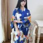 Sexy New Vintage Female Kimono Robe Long Print Nightgown Novelty Print Sleepwear V-Neck Mujer Pajama