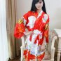 Sexy New Vintage Female Kimono Robe Long Print Nightgown Novelty Print Sleepwear V-Neck Mujer Pajama