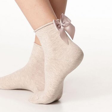 Bow tie Harajuku cool female essential hollow thin black fishnet short socks women soft socks