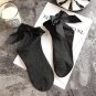 Bow tie Harajuku cool female essential hollow thin black fishnet short socks women soft socks