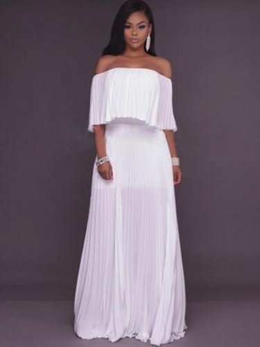 Chiffon Plain Double-Layered Women\'s Maxi Dress