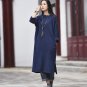 Button Two Layer Cotton Linen Dress Vintage Autumn Plus Size Long Dresses Loose Clothes Robe Vestido