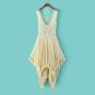 Irregular Lace Dress Boho Hippie Style Asymmetrical Embroidery Sheer Long Dresses Double Layered Ruf