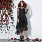 Rosetic Gothic Dress Women Black Autumn Mesh See-Through Patchwork Layered Lace Dress Asymmetric Fas