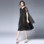 Plus Size Women Dress Summer Flow Oversize Short Sleeve Layered Silky Satin Loose Midi Dresses xl to