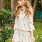 V-Neck Pleated Backless Women\'s Layered Dress