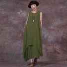 Plus Size Hot Sale 2018 Women Double Layer Vestidos Retro Sleeveless O Neck Loose Maxi Long Dresses 
