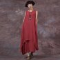 Plus Size Hot Sale 2018 Women Double Layer Vestidos Retro Sleeveless O Neck Loose Maxi Long Dresses